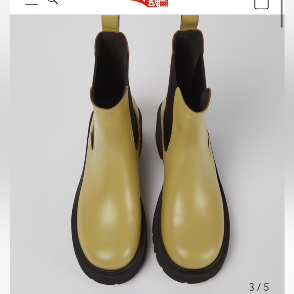 Camper Yellow/Green Leather Chelsea Ankle Boots with Black Elastic - Picture 2 of 8